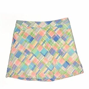 Lady Hagen Pastel Patchwork Golf Skirt in Coral, Mint & Sky size 8